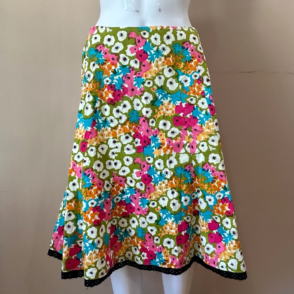 Sara Jane ALine Flared Patchwork Green Pink Blue Black Lace Hem Boho Women 8